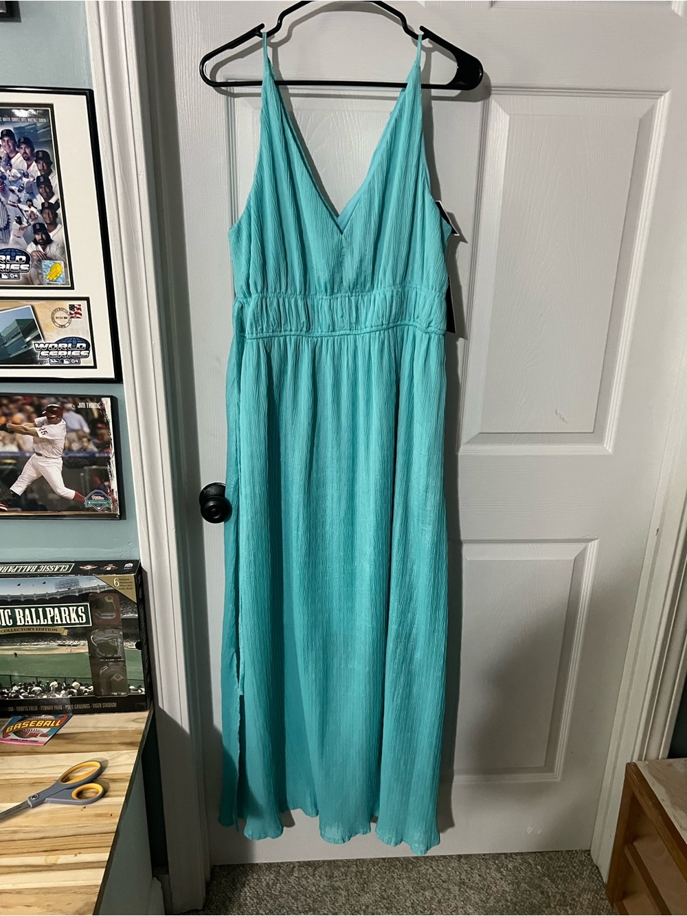 Taylor Turquoise V-Neck Maxi Dress